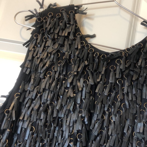 Catherine Malandrino Leather and Metal Fringe Vest 0/Xs - Picture 2 of 8